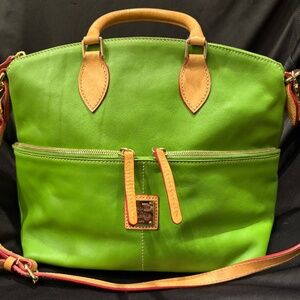 Dooney & Bourke Calf Leather Zip Satchel in Apple Green